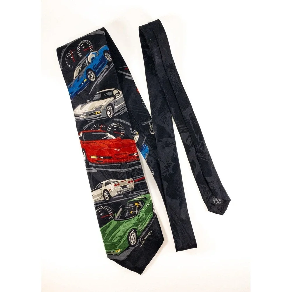 Vtg 1994 Ralph Marlin Corvette II Silk Tie Dennis Simon Automotive Chevy C5 C4